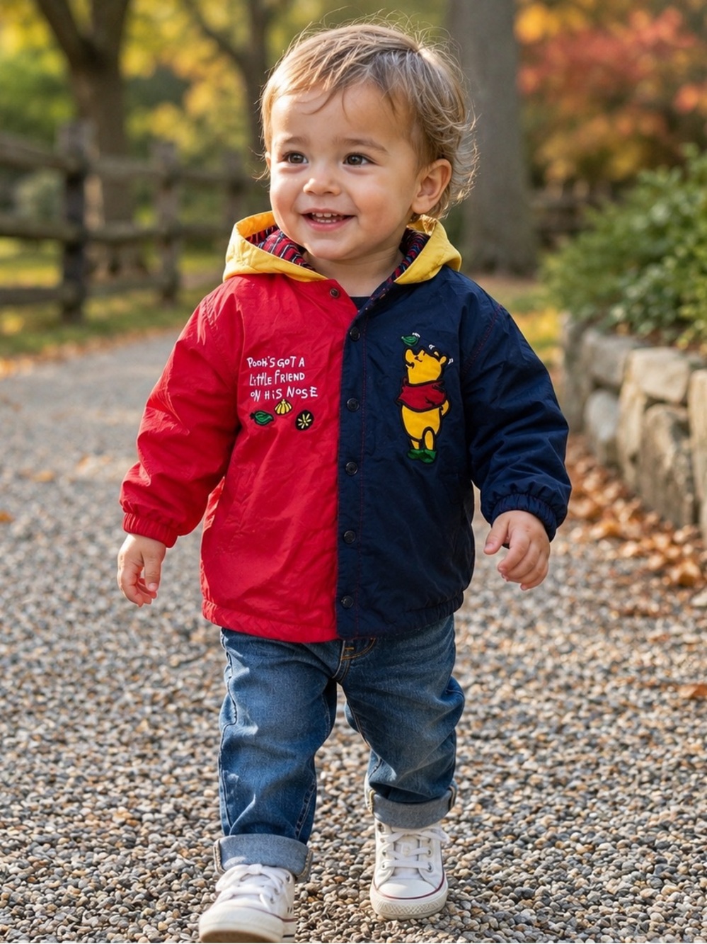 🍯VINTAGE WINNIE THE POOH Kids’ Nautical The Disney Store Snap Button Jacket - 2T